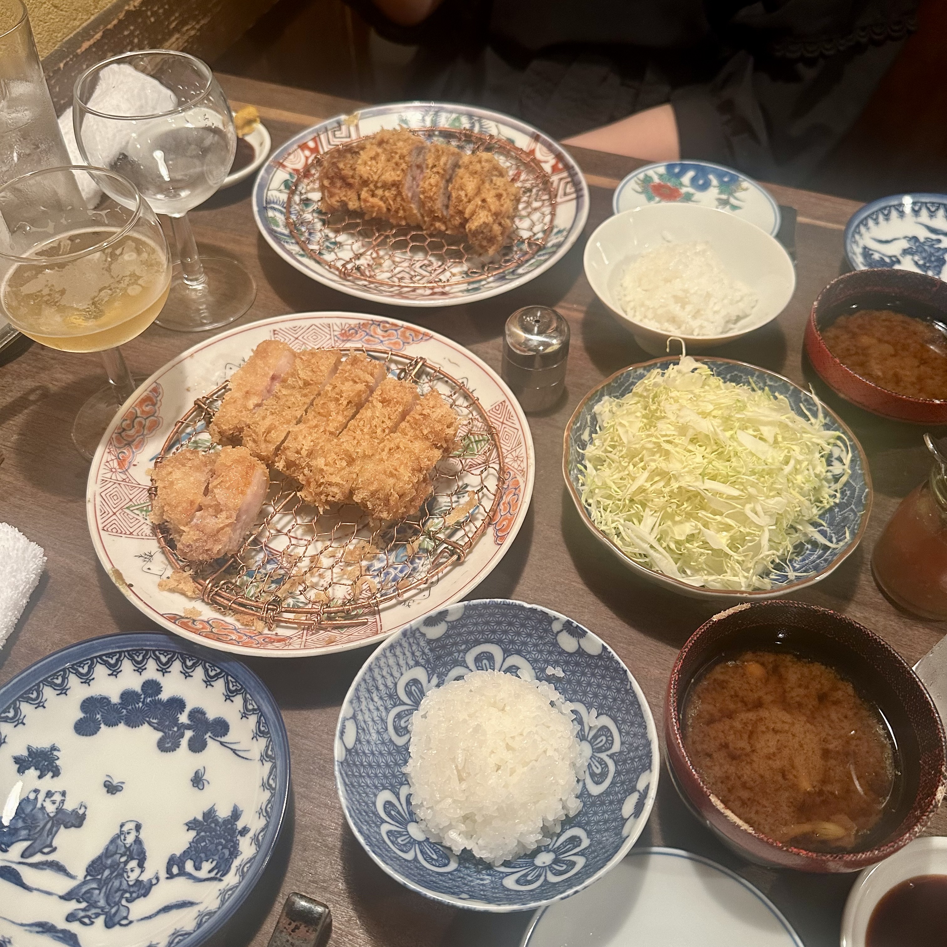 Our spread at Butagumi in Tokyo. Greatest Tonkatsu I have ever had.
