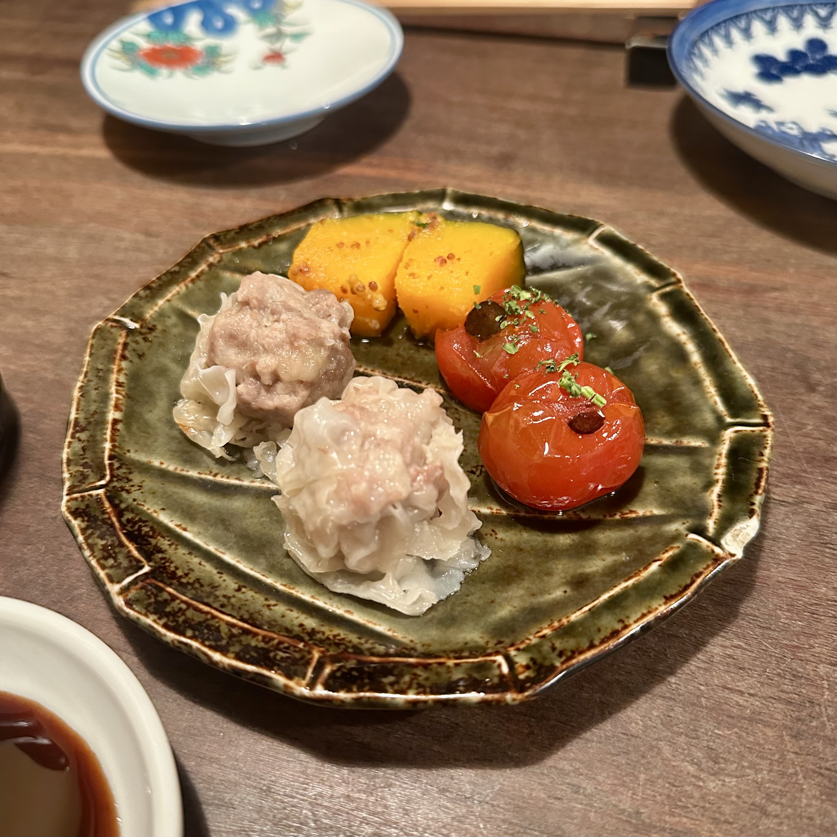 Shumai, tomato, and acorn squash from Butagumi.